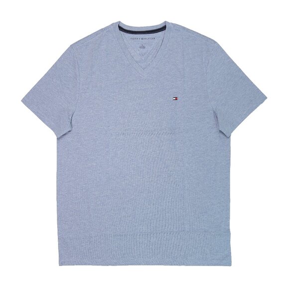 NWT TOMMY HILFIGER Men SS V Neck Classic Fit T-Shirt Tee Cotton Blue MSRP $36.5 - Picture 1 of 2